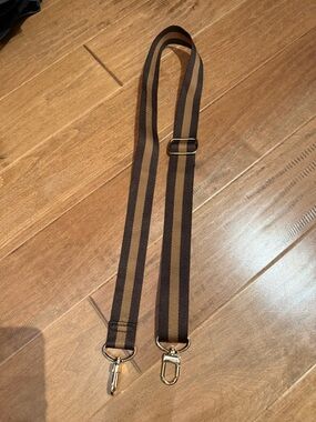 Adjustable Brown Striped Crossbody Strap - works well with LV Pochette